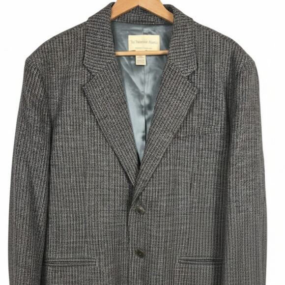 Territory Ahead Mens 44S Academia Old Money Preppy Tweed Silk Blazer Micro Check - Picture 1 of 15